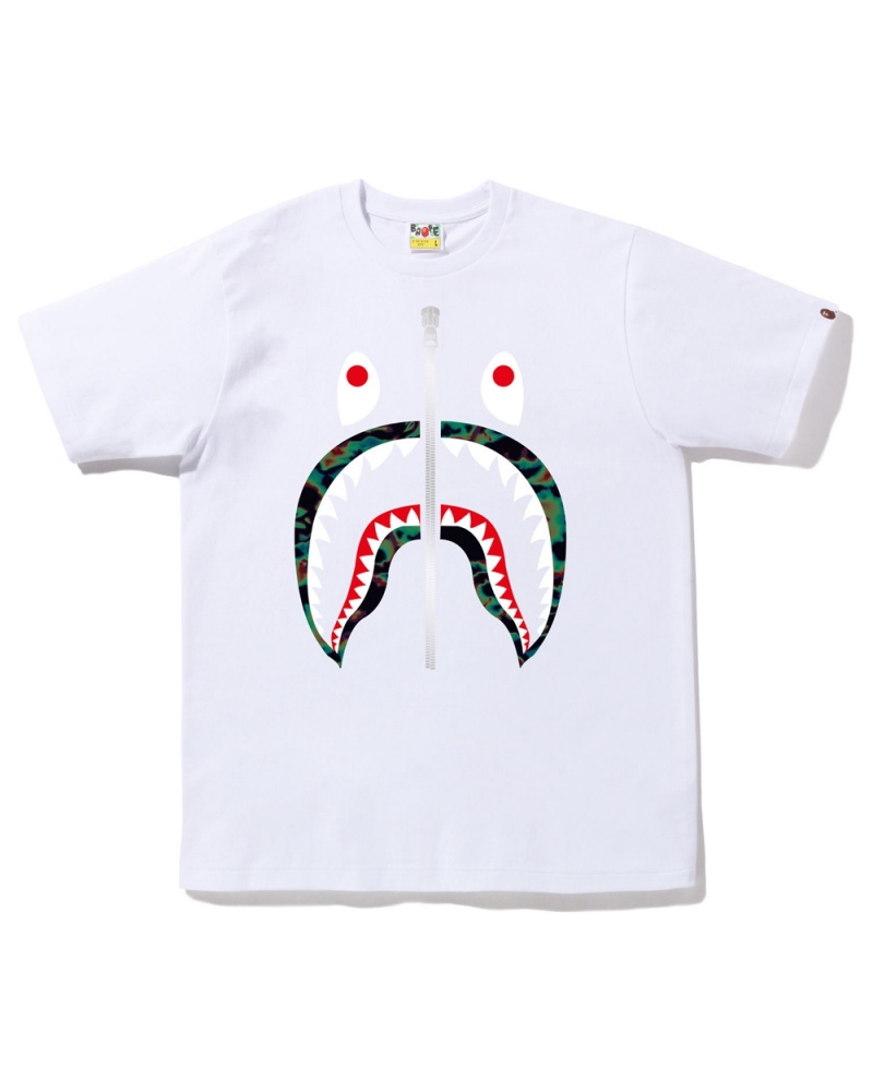 T Shirts Bape Thermography Shark Blanche Homme | SOM-37623702